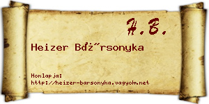 Heizer Bársonyka névjegykártya